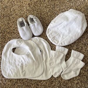 White Baby Boy Christening Set with Cross Embroidery